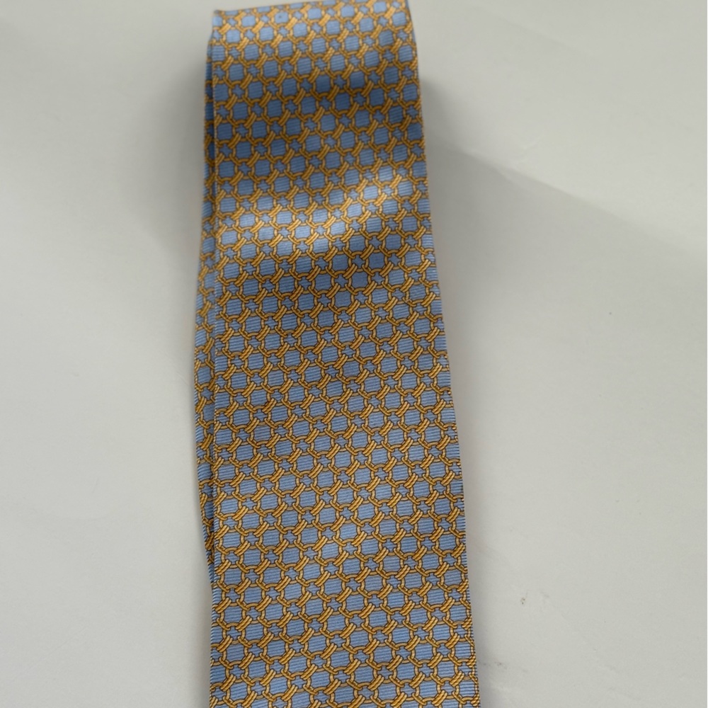 Brooks Brothers Blue and Gold Geometric Tie